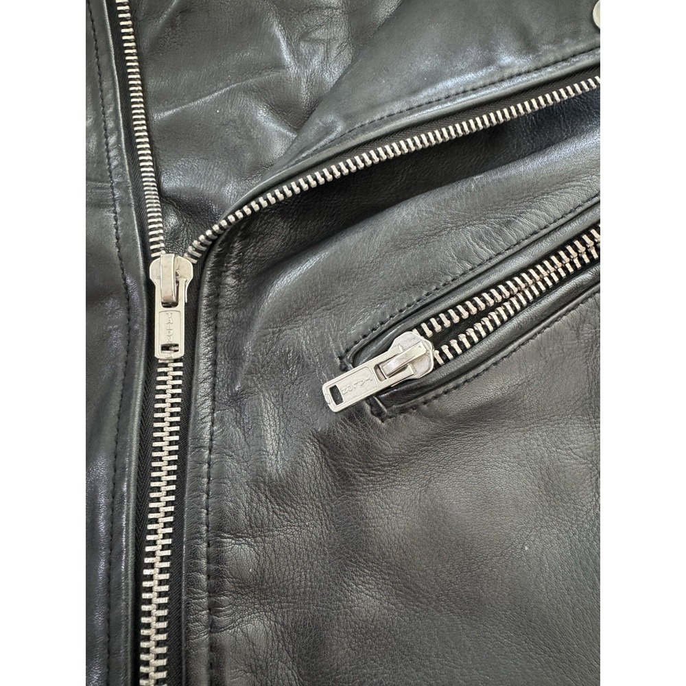 BLK DNM Black Vintage Distressed Perfecto Moto Leather Jacket. Glass Beads Med - Picture 9 of 15
